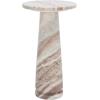 SAFAVIEH Couture Collection Valentia Small Accent Table, Round Beige Marble Top with Pedestal Base (SFV9704I)(White/Brown)