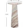 SAFAVIEH Couture Collection Valentia Small Accent Table, Round Beige Marble Top with Pedestal Base (SFV9704I)(White/Brown)