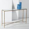 SAFAVIEH Couture Home Collection Jessa Brass Metal/Tempered Glass Top Entryway Living Room Rectangle Console Table (Fully Assembled)(Brass)