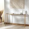 SAFAVIEH Couture Home Collection Jessa Brass Metal/Tempered Glass Top Entryway Living Room Rectangle Console Table (Fully Assembled)(Brass/Black)