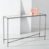 SAFAVIEH Couture Home Collection Jessa Brass Metal/Tempered Glass Top Entryway Living Room Rectangle Console Table (Fully Assembled)(Silver)