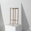 SAFAVIEH Couture Home Collection Jessa Brass Metal/Tempered Glass Top Tall Round End Table (Fully Assembled)(Brass)