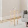 SAFAVIEH Couture Home Collection Jessa Brass Metal/Tempered Glass Top Tall Round End Table (Fully Assembled)(Brass)
