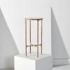 SAFAVIEH Couture Home Collection Jessa Brass Metal/Tempered Glass Top Tall Round End Table (Fully Assembled)(White / Brass)