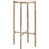 SAFAVIEH Couture Home Collection Jessa Brass Metal/Tempered Glass Top Tall Round End Table (Fully Assembled)(White / Brass)