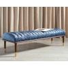 Safavieh Couture Flannery Cream Mid-Century Bench(Dark Blue/Dark Mahogany)
