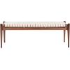 Safavieh Couture Home Dilan 47-inch White and -Light Brown Leather Weave Bench(White / Light Brown)