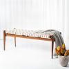 Safavieh Couture Home Dilan 47-inch White and -Light Brown Leather Weave Bench(White / Light Brown)