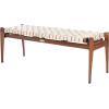 Safavieh Couture Home Dilan 47-inch White and -Light Brown Leather Weave Bench(White / Light Brown)