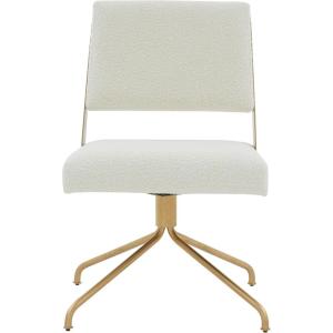 SAFAVIEH Couture Collection – Emmeline Ivory Boucle Swivel Office Chair with Gold Metal Frame, Modern Glam Upholstered Desk Chair (SFV4758G)(Ivory/Gold)