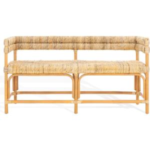 SAFAVIEH Couture Collection Elexa Tropical Coastal Natural Rattan Banana Woven Bench (Fully Assembled)(Natural)