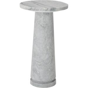 SAFAVIEH Couture Collection Valentia Small Accent Table, Round Beige Marble Top with Pedestal Base (SFV9704I)(Light Grey)