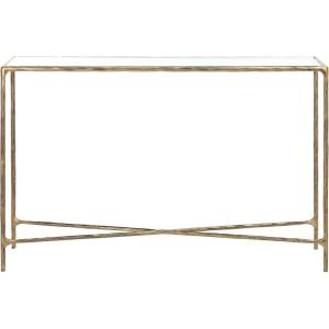 SAFAVIEH Couture Home Collection Jessa Brass Metal/Tempered Glass Top Entryway Living Room Rectangle Console Table (Fully Assembled)(Brass)