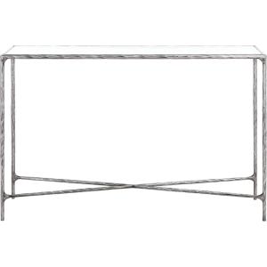 SAFAVIEH Couture Home Collection Jessa Brass Metal/Tempered Glass Top Entryway Living Room Rectangle Console Table (Fully Assembled)(Silver)