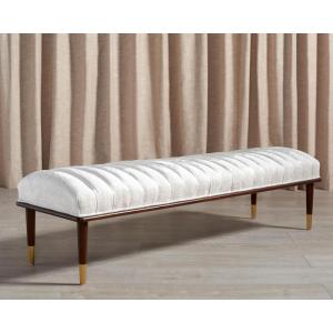 Safavieh Couture Flannery Cream Mid-Century Bench(Ivory/Dark Mahogany)