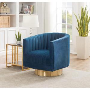 Safavieh Couture Josephine Swivel Barrel Chair(Navy / Gold)