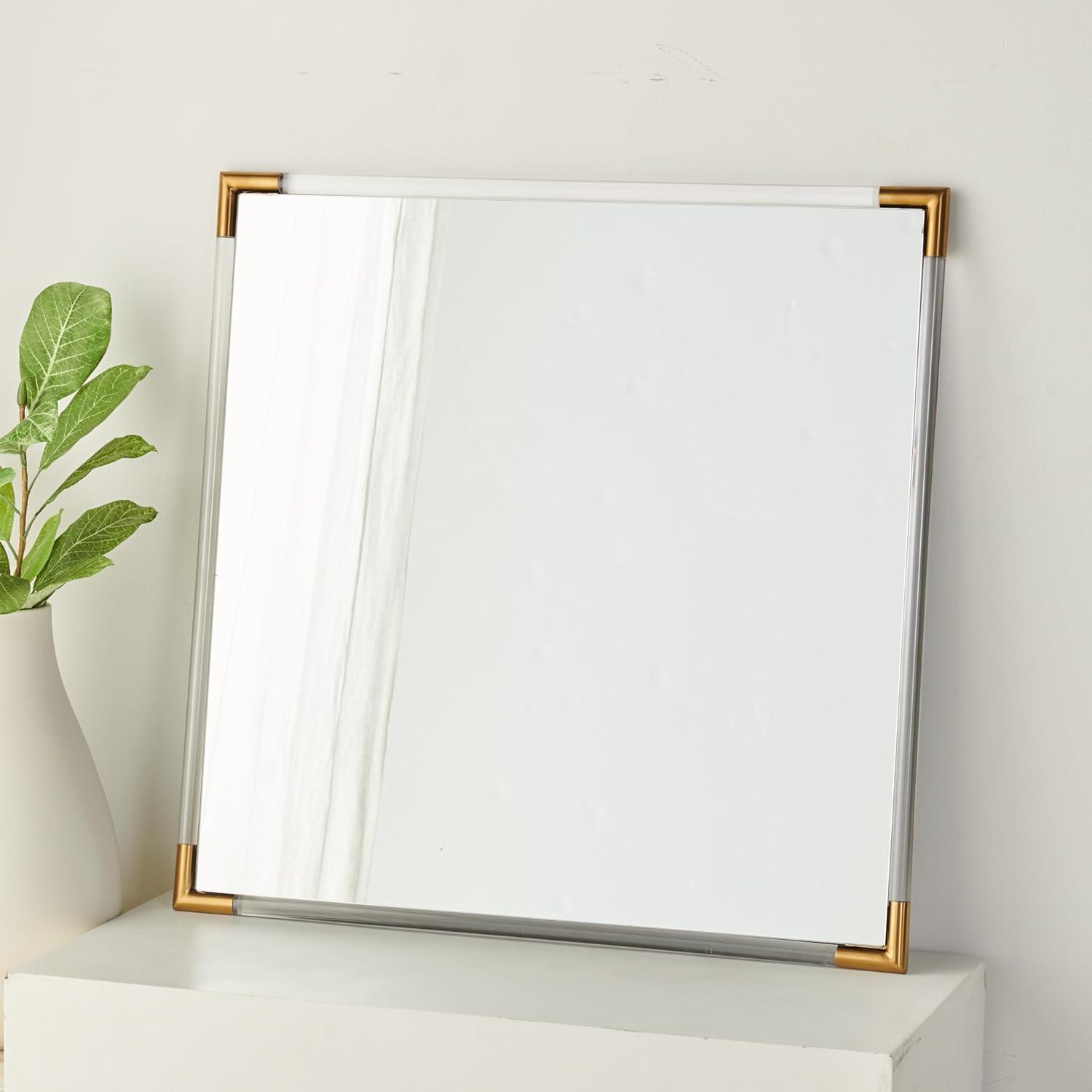 image:imageSAFAVIEH Couture Collection Amina GoldClear Acrylic 35inch Square Decorative Wall Mirror