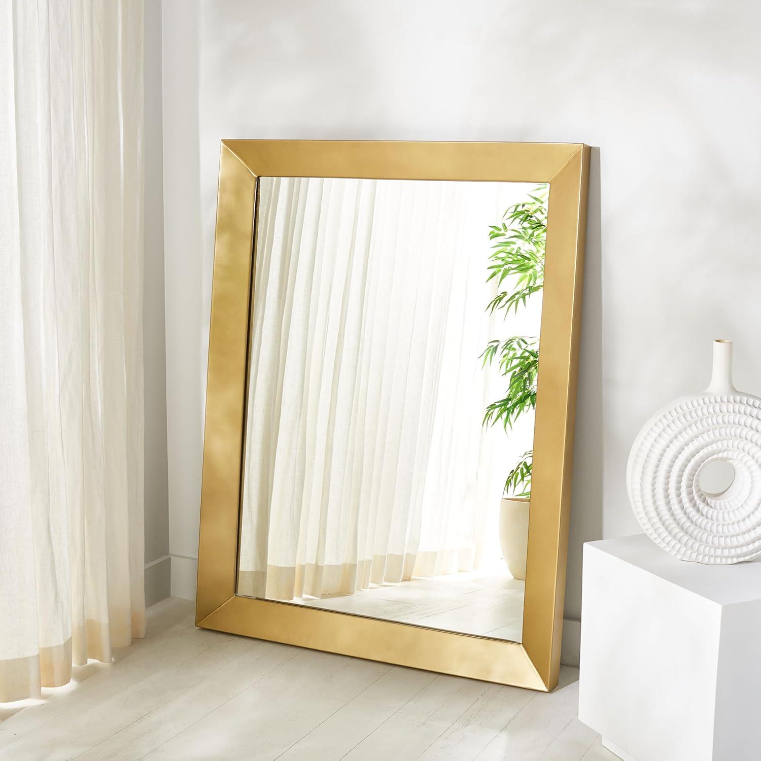 image:imageSAFAVIEH Couture Collection Veronika Brass 40 x 52inch Rectangle Decorative Wall Mirror