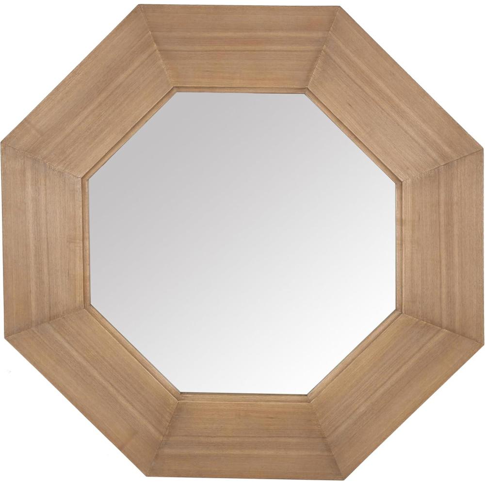 image:imageSAFAVIEH Couture Collection Lacarlo Walnut Wood Octagon MirrorNatural