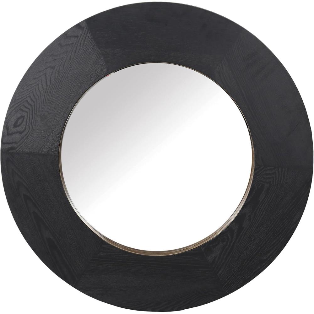 image:imageSAFAVIEH Couture Collection Netta Black Wood Round MirrorBlack