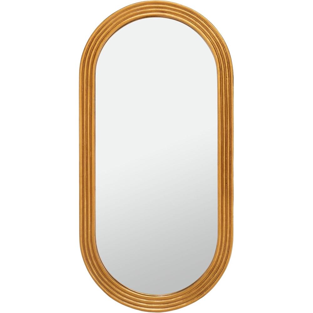 image:imageSAFAVIEH Couture Collection Jeanelle Gold 23 x 45inch Oval Decorative Wall Mirror
