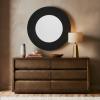SAFAVIEH Couture Collection – Netta Black Wood Round Mirror(Black)