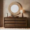 SAFAVIEH Couture Collection – Netta Black Wood Round Mirror(Natural)