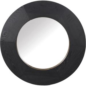 SAFAVIEH Couture Collection – Netta Black Wood Round Mirror(Black)