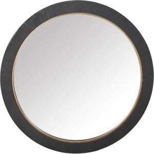 SAFAVIEH Couture Collection – Paulson Black Wood Round Mirror(Black)