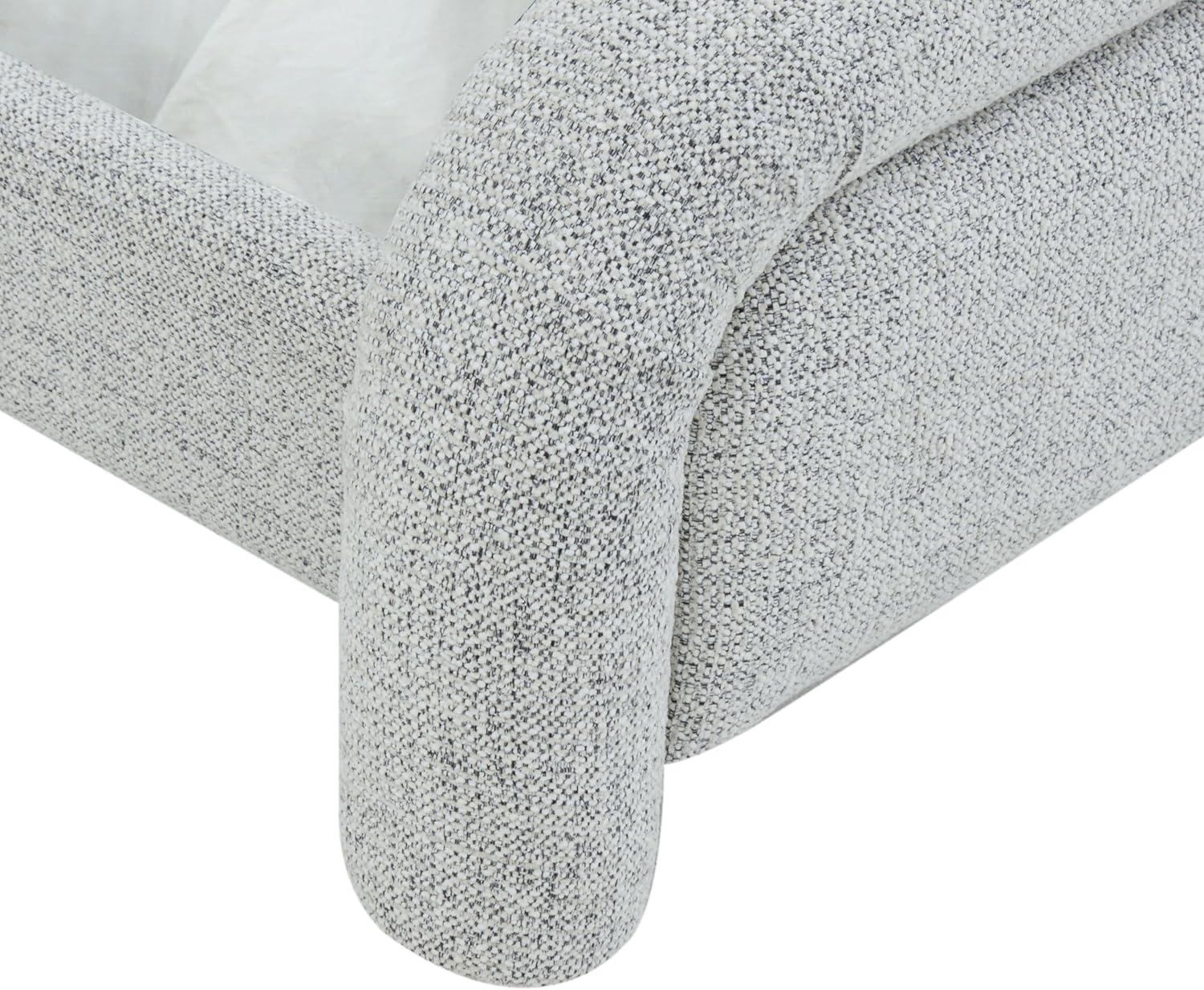 image:imageSAFAVIEH Couture Collection Adelle Cream Chenille Upholstered Queen Bed Rounded Modern Frame Design No Box Spring Needed SFV4874AQBlackWhite