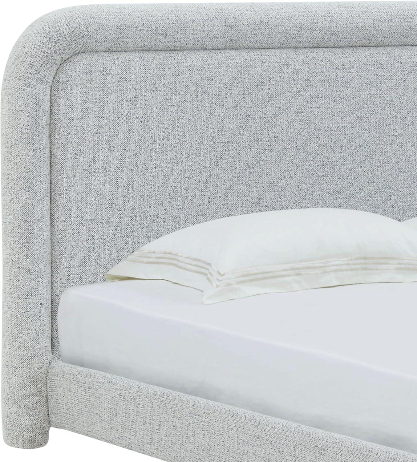 image:imageSAFAVIEH Couture Collection Adelle Cream Chenille Upholstered Queen Bed Rounded Modern Frame Design No Box Spring Needed SFV4874AQBlackWhite