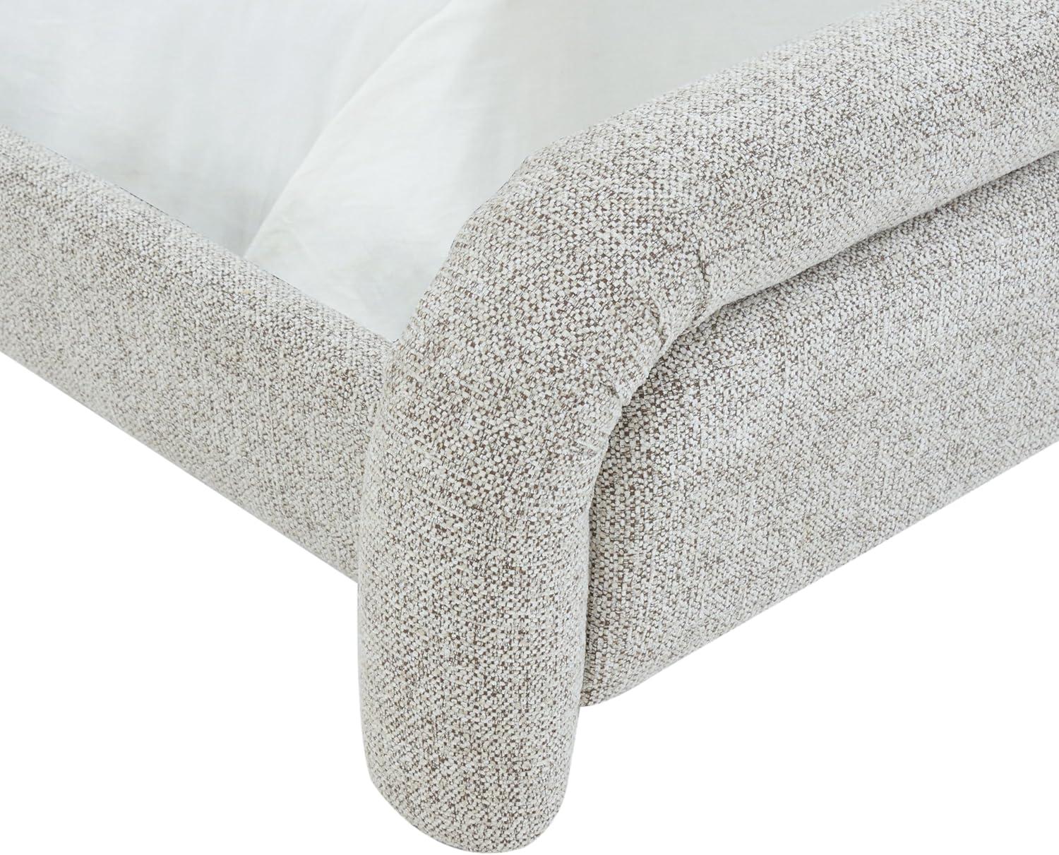 image:imageSAFAVIEH Couture Collection Adelle Cream Chenille Upholstered Queen Bed Rounded Modern Frame Design No Box Spring Needed SFV4874AQBrownWhite