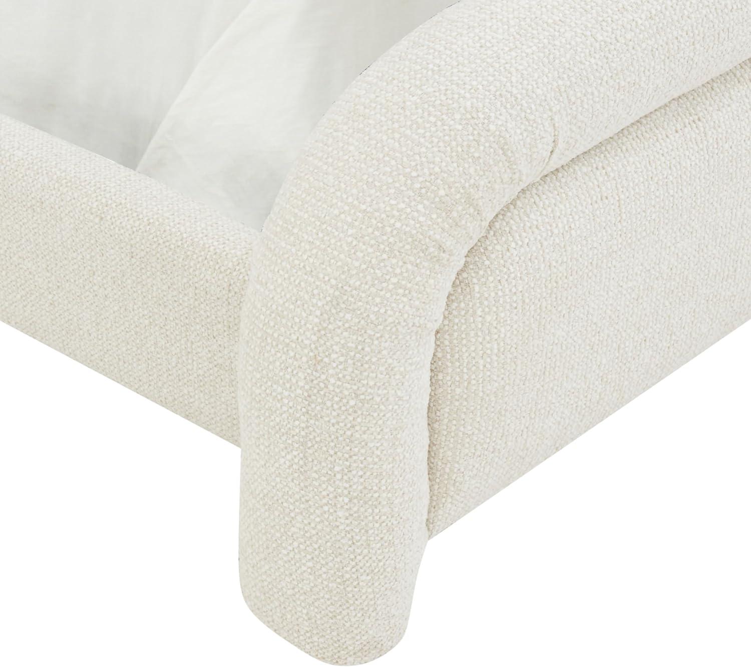 image:imageSAFAVIEH Couture Collection Adelle Cream Chenille Upholstered Queen Bed Rounded Modern Frame Design No Box Spring Needed SFV4874AQCreme