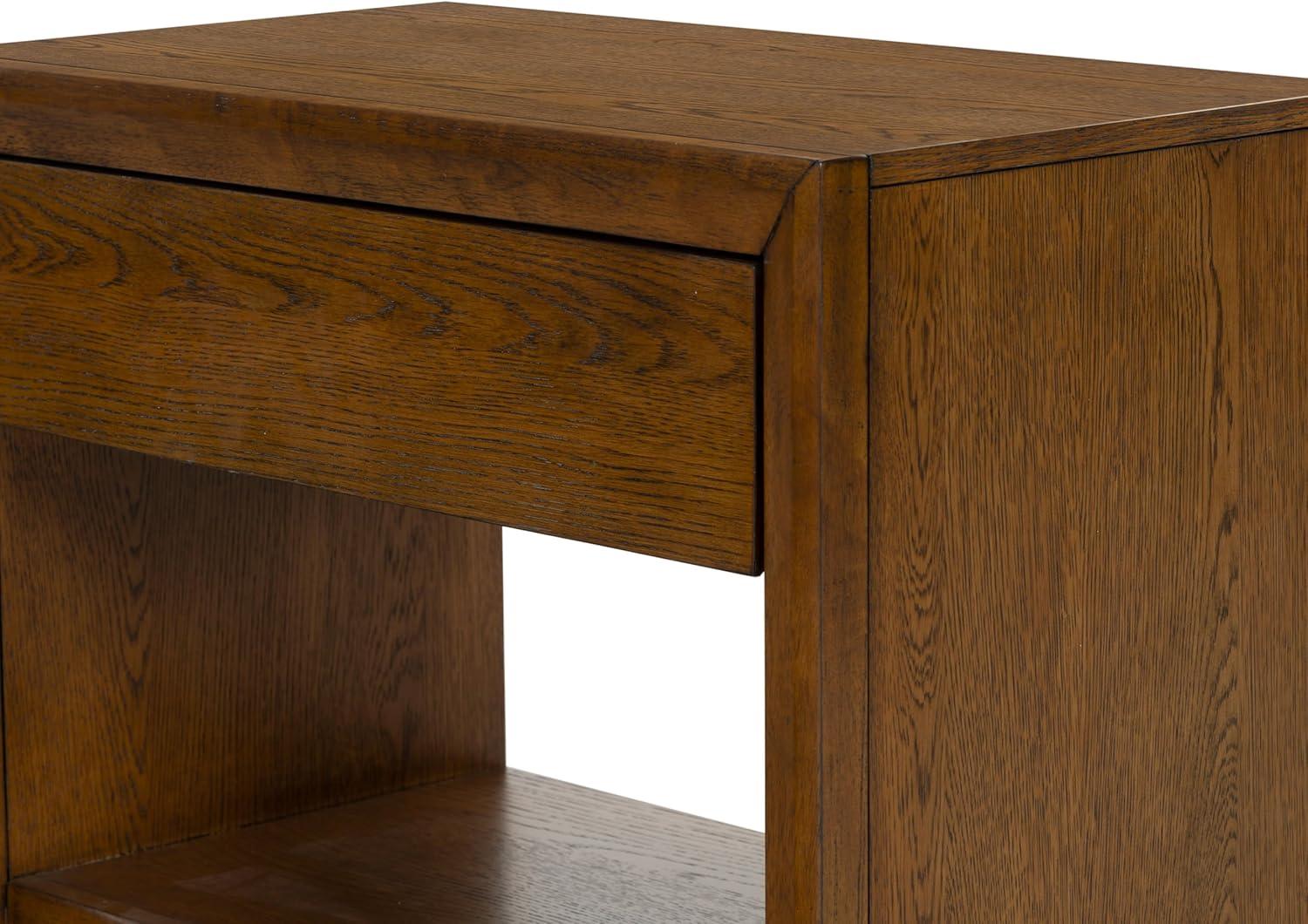 image:imageSAFAVIEH Couture Collection Darnell Medium Oak Nightstand 1 Drawer with Storage Shelf Fully Assembled Modern Bedroom Accent Table SFV2152CMedium Oak
