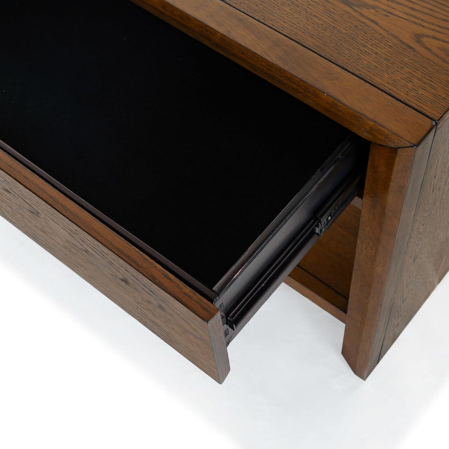 image:imageSAFAVIEH Couture Collection Darnell Medium Oak Nightstand 1 Drawer with Storage Shelf Fully Assembled Modern Bedroom Accent Table SFV2152CMedium Oak