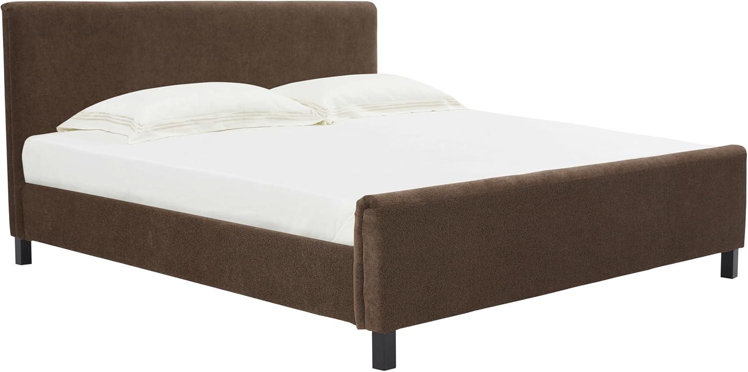 image:imageSAFAVIEH Couture Collection Finney Cream Upholstered Queen Bed Modern Minimalist Design No Box Spring Needed SFV4872AQDark Brown
