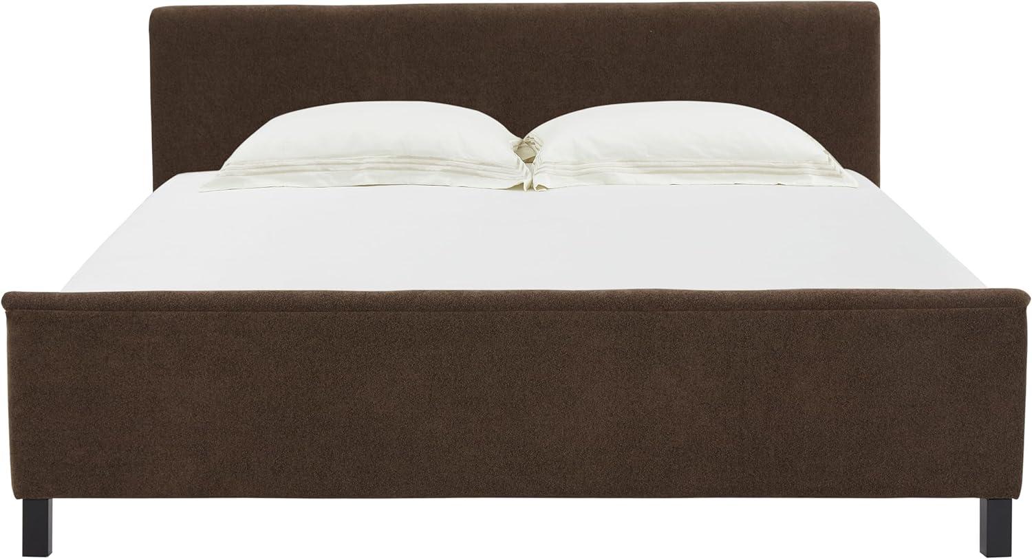 image:imageSAFAVIEH Couture Collection Finney Cream Upholstered Queen Bed Modern Minimalist Design No Box Spring Needed SFV4872AQDark Brown