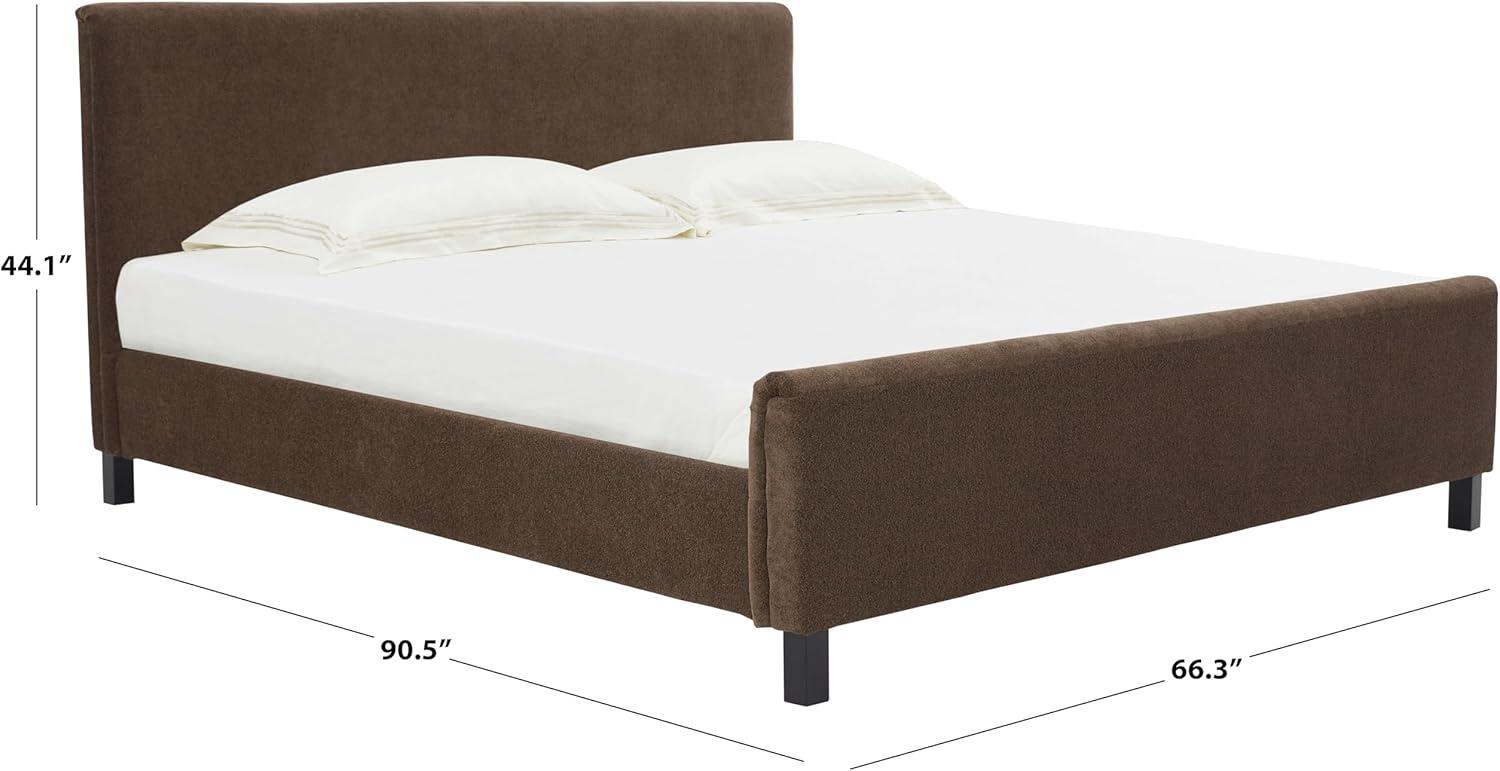 image:imageSAFAVIEH Couture Collection Finney Cream Upholstered Queen Bed Modern Minimalist Design No Box Spring Needed SFV4872AQDark Brown