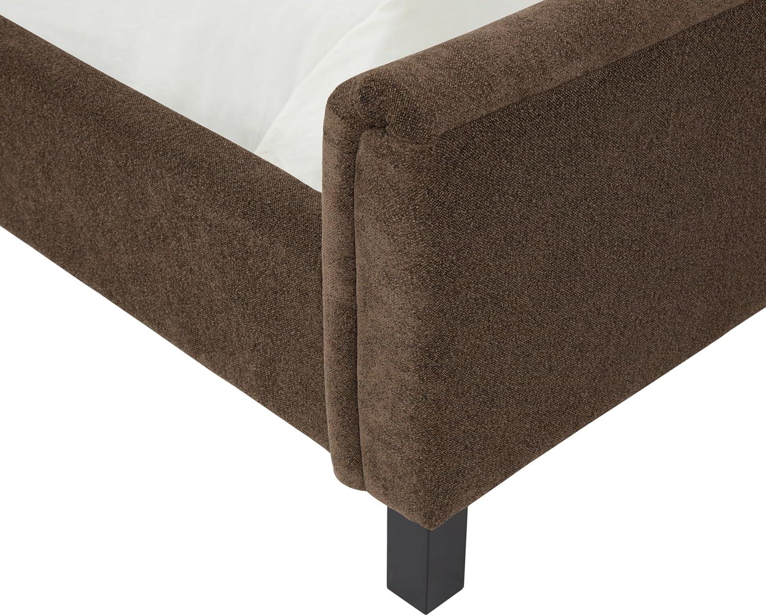 image:imageSAFAVIEH Couture Collection Finney Cream Upholstered Queen Bed Modern Minimalist Design No Box Spring Needed SFV4872AQDark Brown