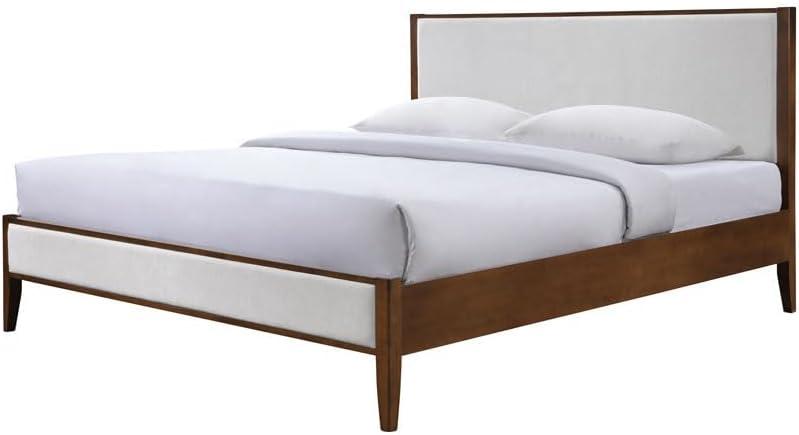 image:imageSAFAVIEH Couture Collection Giuliano Walnut Wood Frame Bed Ivory Fabric Upholstered Headboard RV King Size No Box Spring Needed SFV1804BKIvoryWalnut