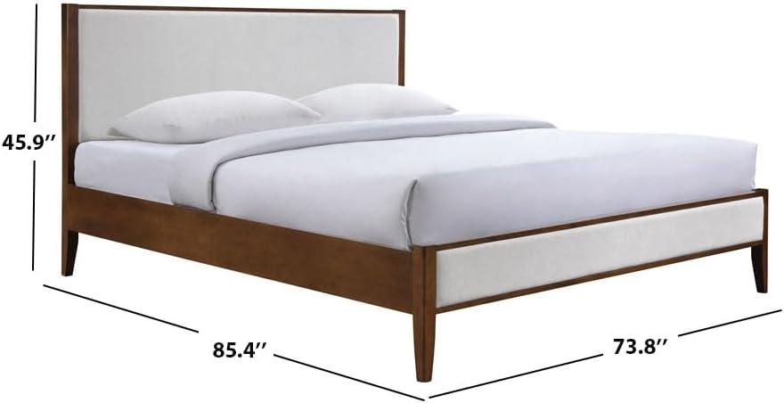 image:imageSAFAVIEH Couture Collection Giuliano Walnut Wood Frame Bed Ivory Fabric Upholstered Headboard RV King Size No Box Spring Needed SFV1804BKIvoryWalnut