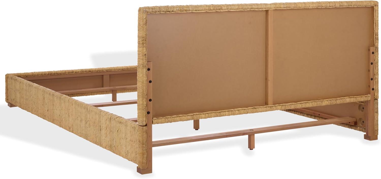image:imageSAFAVIEH Couture Collection Glenburg Queen Bed Natural Woven Banana Stem amp Wood Frame Tropical Coastal Design No Box Spring Needed SFV1327AQNatural