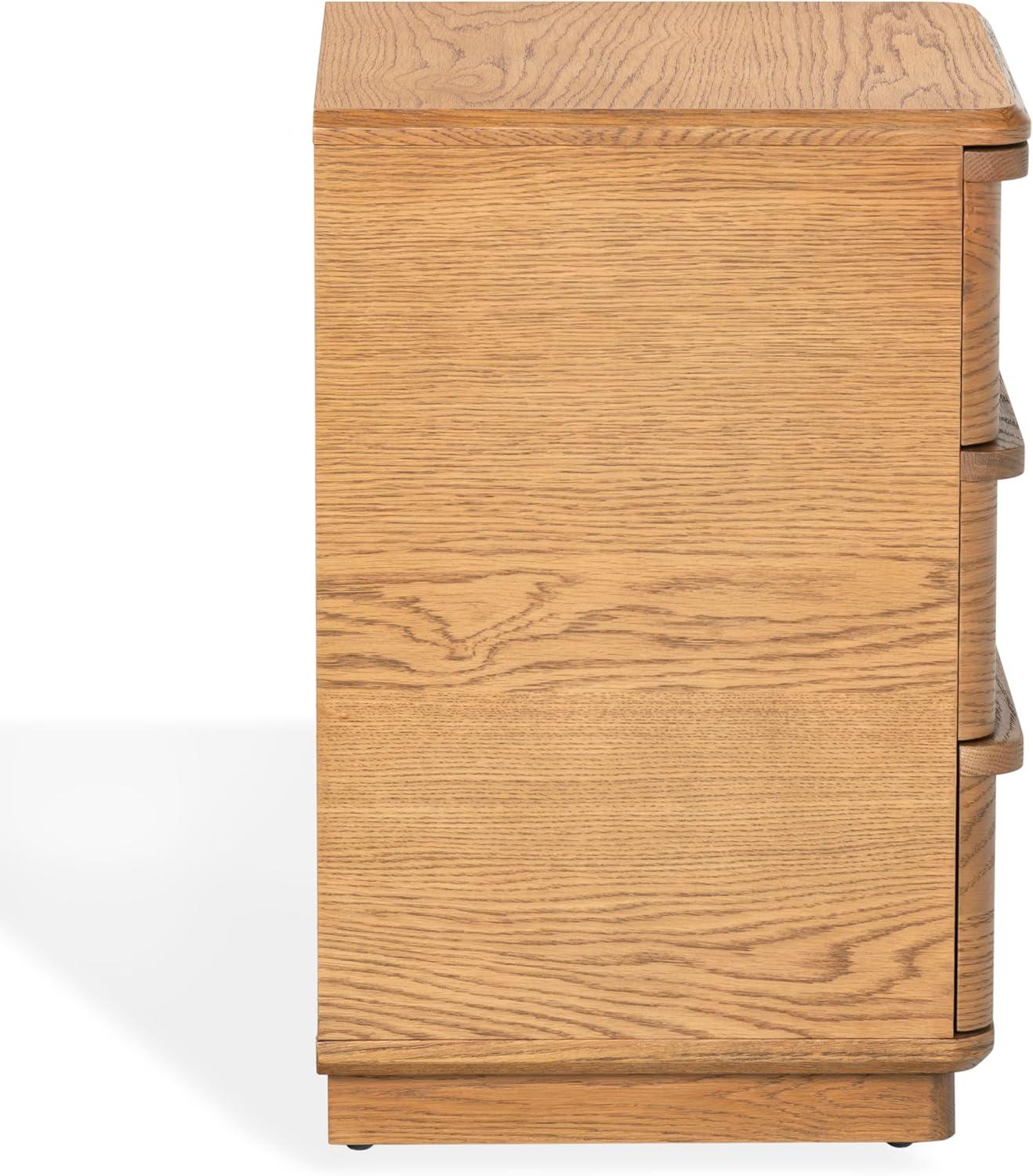 image:imageSAFAVIEH Couture Collection Guillermo Walnut 3 Drawer Wood Nightstand Fully Assembled Modern Bedroom Storage Accent SFV4270ANatural
