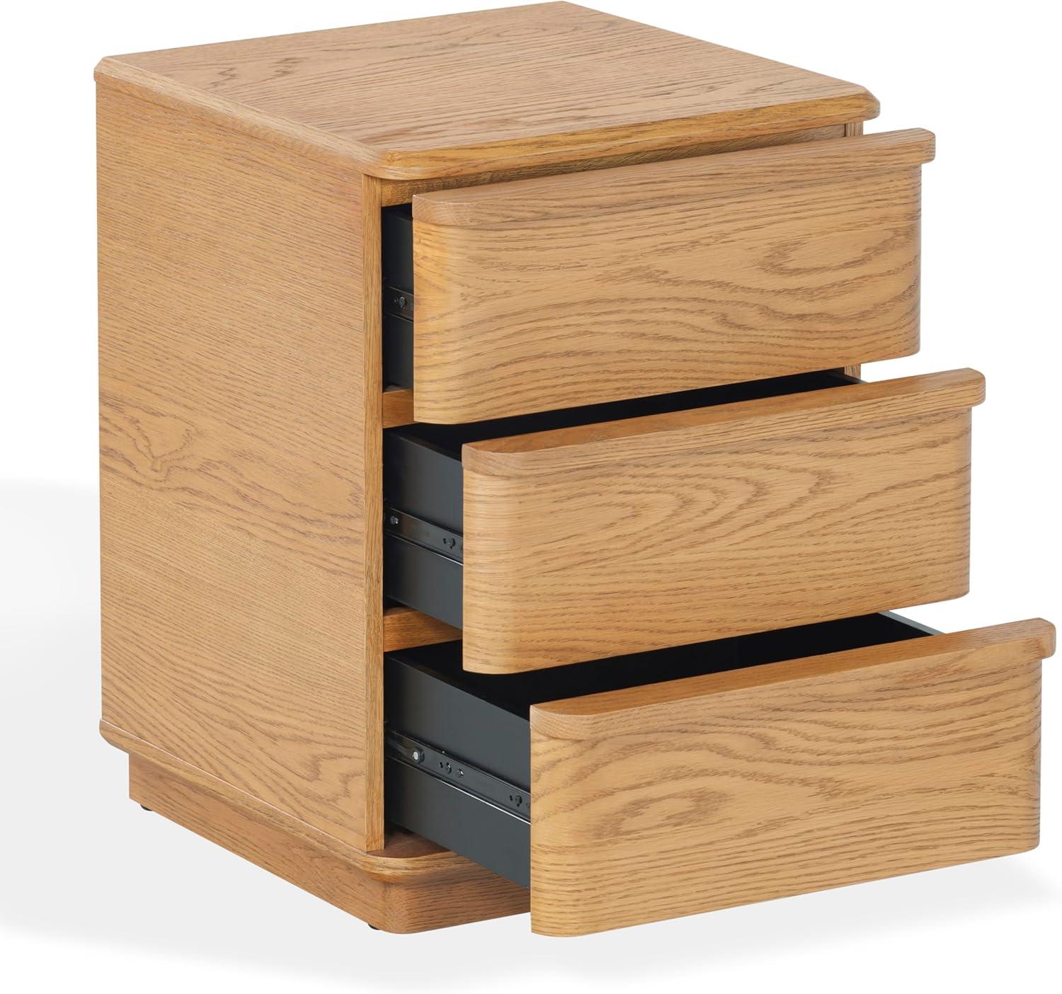 image:imageSAFAVIEH Couture Collection Guillermo Walnut 3 Drawer Wood Nightstand Fully Assembled Modern Bedroom Storage Accent SFV4270ANatural