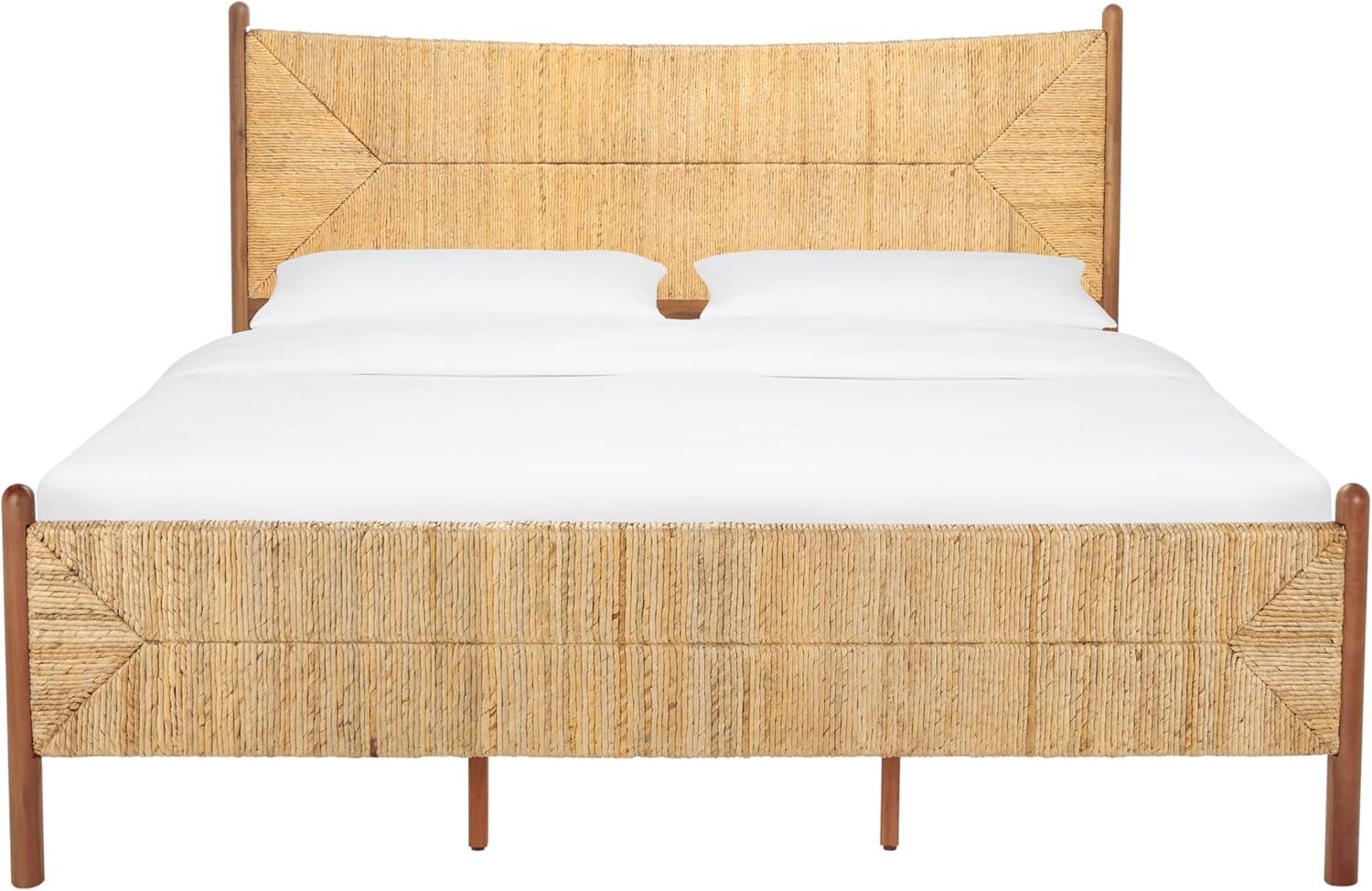 image:imageSAFAVIEH Couture Collection Ivyanne King Bed Natural Woven Banana Stem amp Wood Frame Tropical Coastal Design No Box Spring Needed SFV1311AKBlack