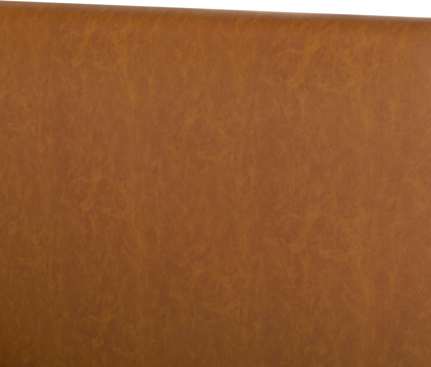 image:imageSAFAVIEH Couture Collection Jaylessa King Natural Wood Frame Bed Brown Fabric Upholstered Headboard No Box Spring Needed SFV2169DKNaturalBrown