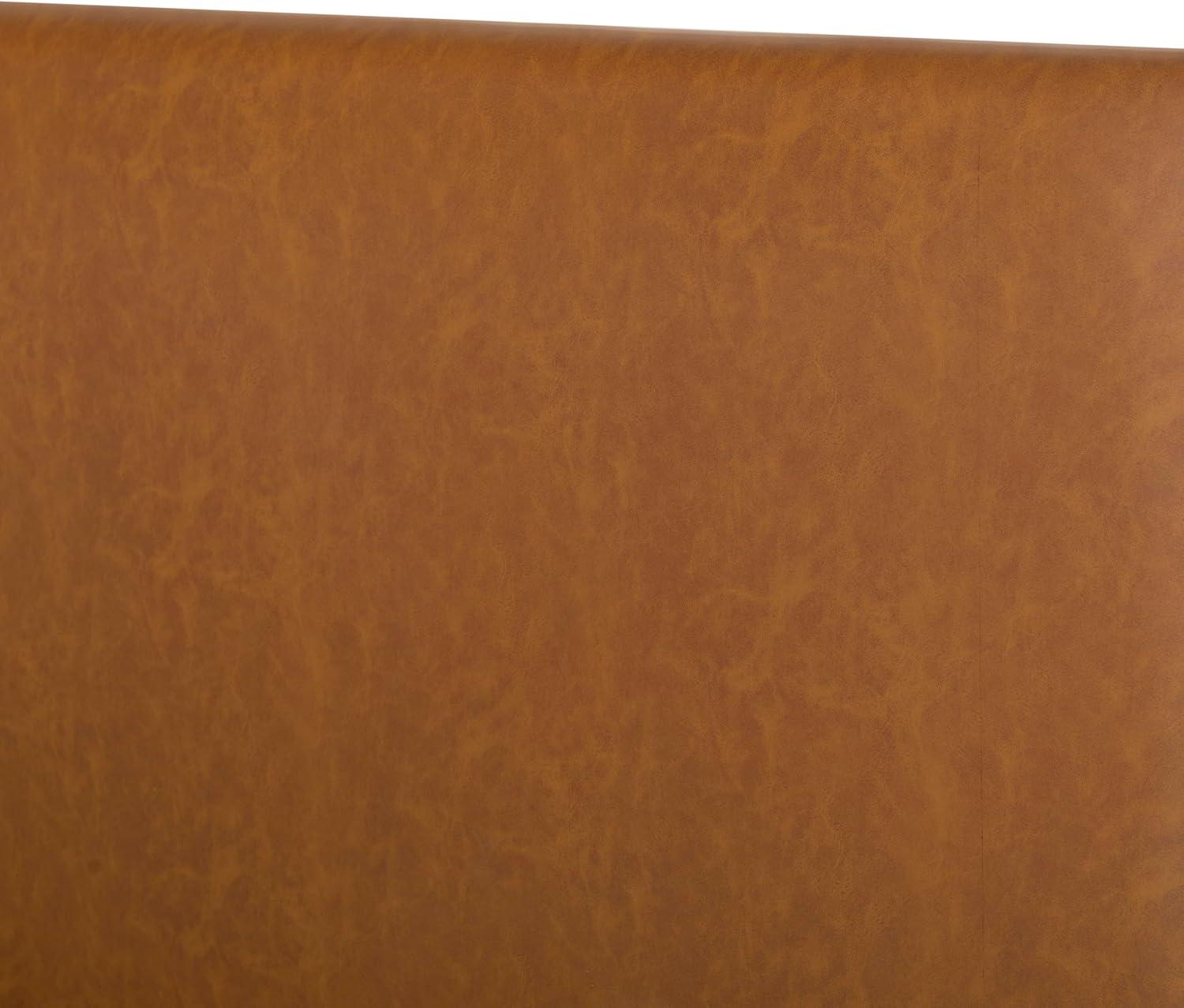 image:imageSAFAVIEH Couture Collection Jaylessa King Natural Wood Frame Bed Brown Fabric Upholstered Headboard No Box Spring Needed SFV2169DKNaturalBrown