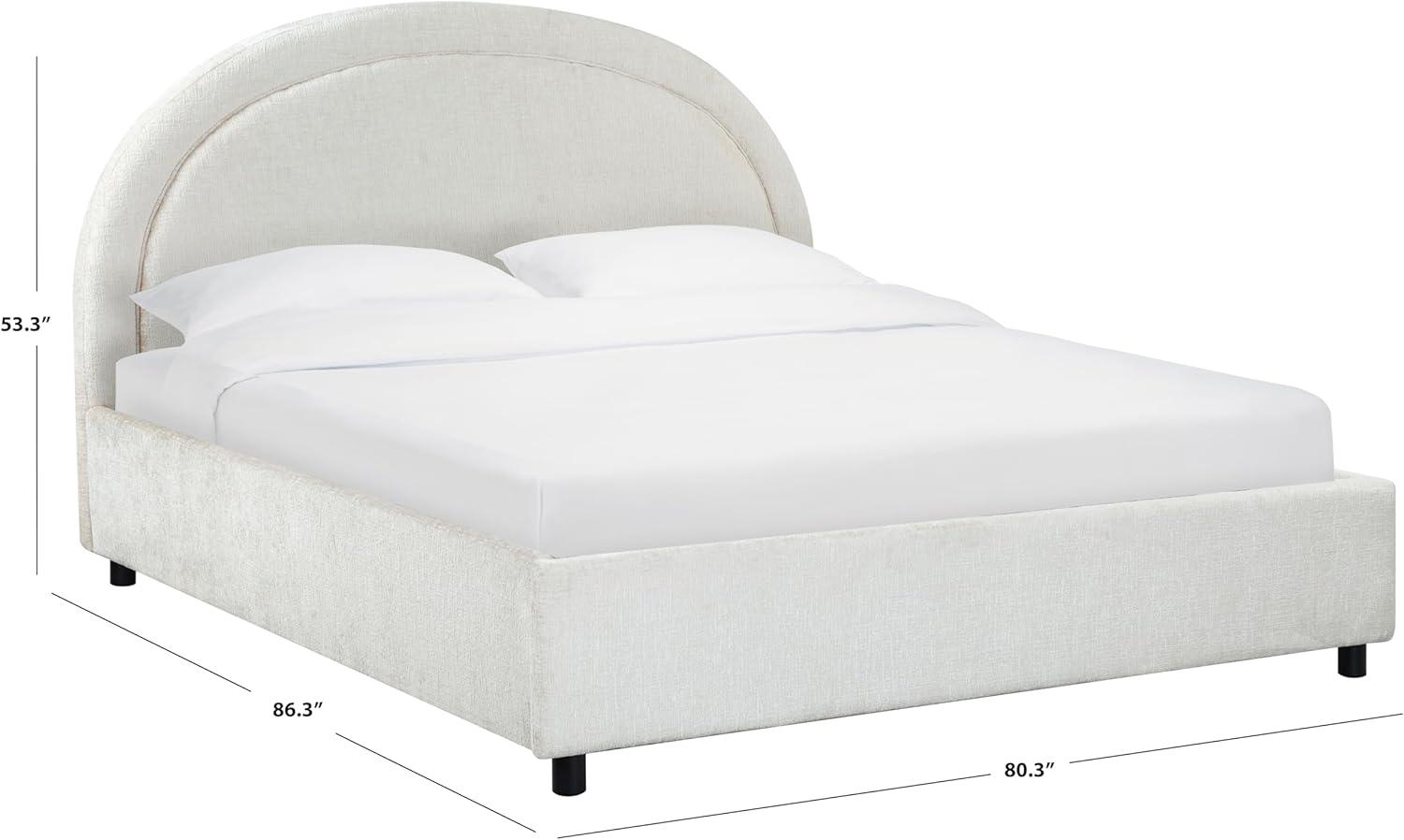image:imageSAFAVIEH Couture Collection Kaylilly Cream Chenille King Bed Upholstered Arched Headboard No Box Spring Needed Modern Design SFV6115AQCremeBlack