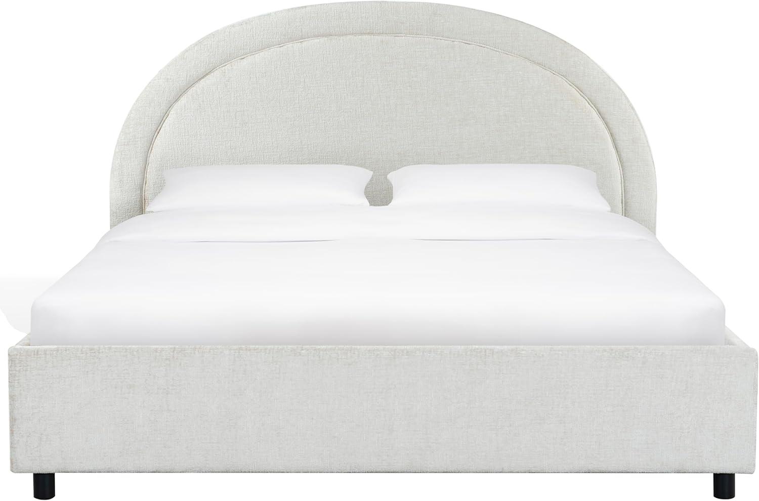 image:imageSAFAVIEH Couture Collection Kaylilly Cream Chenille King Bed Upholstered Arched Headboard No Box Spring Needed Modern Design SFV6115AQCremeBlack