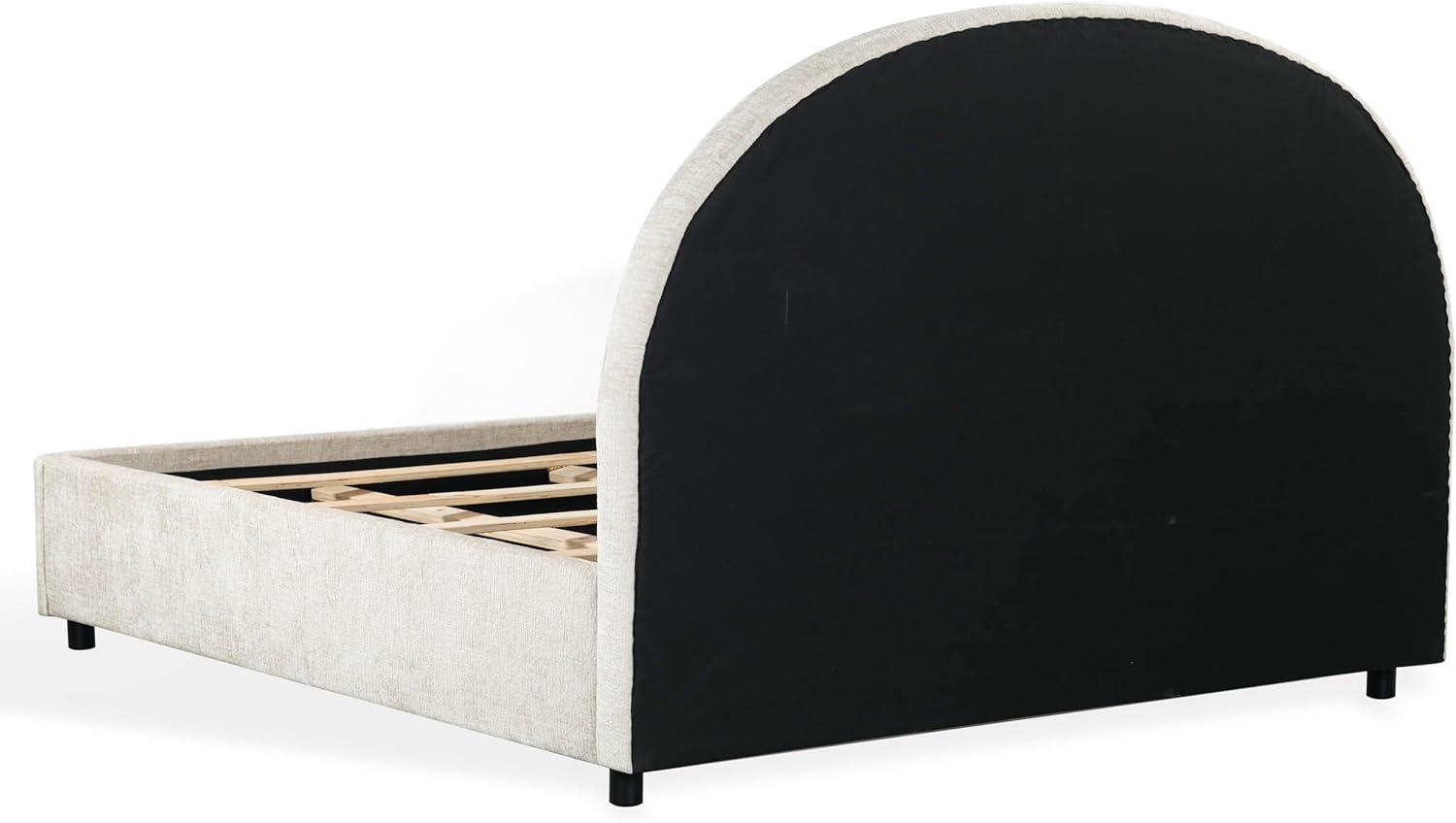 image:imageSAFAVIEH Couture Collection Kaylilly Cream Chenille King Bed Upholstered Arched Headboard No Box Spring Needed Modern Design SFV6115AQCremeBlack